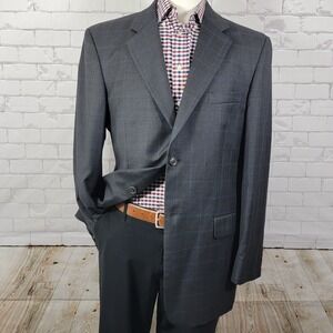 Stafford Men's Sport Coat Blazer Two Button CH Gray Blue‎ Plaid Wool Size 42L